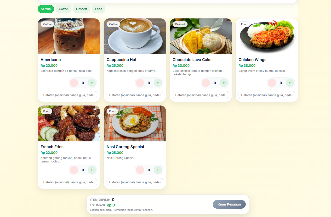 Menu Ordering